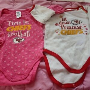 2 Baby Girl Oneies NFL Kansasa City Chiefs Size 3-6 Months